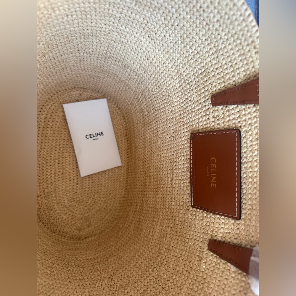 Celine TEEN SUPPLE CELINE CLASSIC PANIER IN RAFFIA AND CALFSKIN - Picture 8 of 11